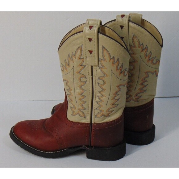Old West Cowboy Boots Leather Upper Size 10 Brown / Tan Western Boy Girl KIDS - Picture 4 of 11